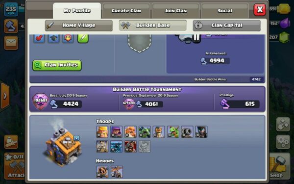 فروش اکانت کلش اف کلنز تانهال 15 لول 235 کد 15002